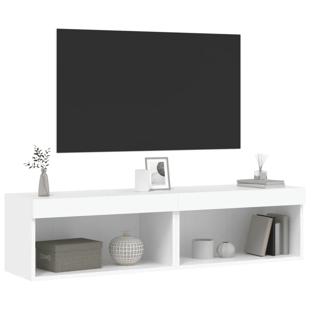 Mobili TV con Luci LED 2pz-Set di 2 Credenza per TV Bianchi 60x30x30 cm
