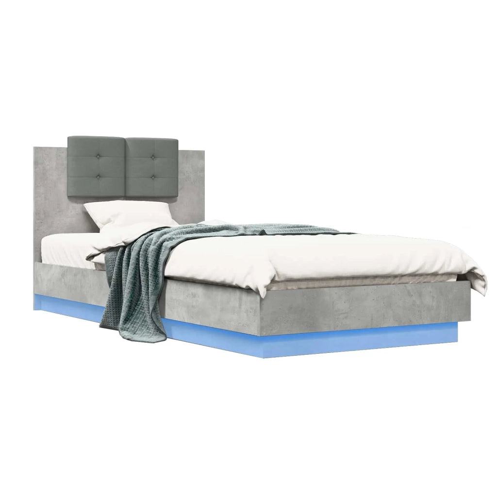 Letto con LED Grigio Cemento 80 x 200 cm Legno ingegnerizzato 3429666
