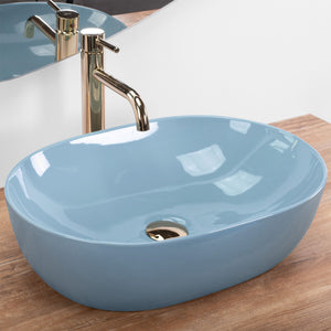 Lavabo Da Appoggio Rea Lisa L.blue Shiny