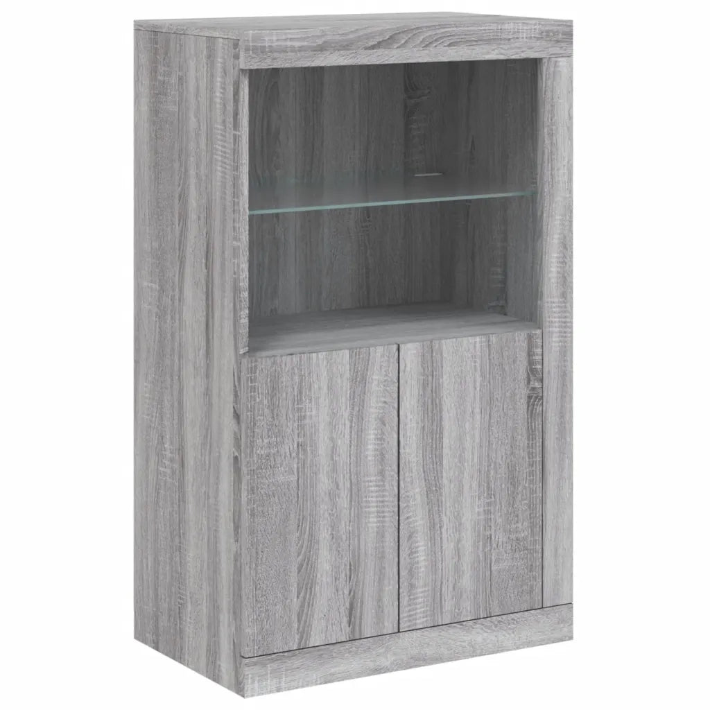 Mobiletto laterale dal design moderno con illuminazione a LED 60,5 x 37 x 100 cm realizzato in legno composito Sonoma grigio 02_0049361