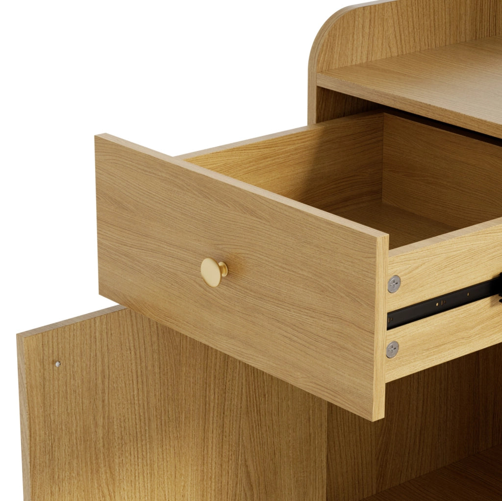 Mobile da ingresso con specchio; 2 cassetti e ganci regolabili; 105x38x180 cm; legno
