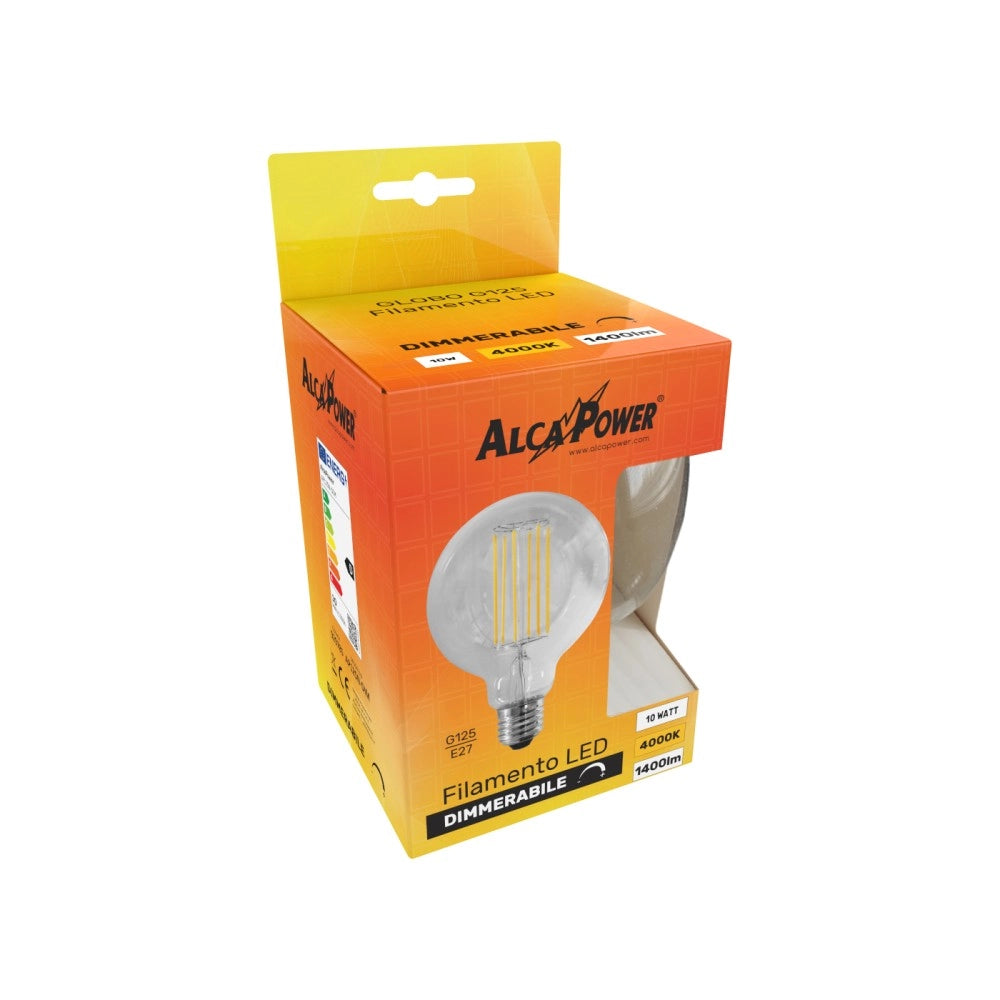 Alca power g125 10w 220v 1400lm 4000k e27 lampada a globo dimmerabile a led