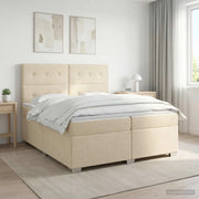 Letto box spring con materasso Crema 200 x 200 cm Tessuto 3453491