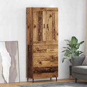 Credenza 2 pz-Set di 2 Buffet-Armadio da cucina Legno vecchio Legno Stratificato e Vetro 403816