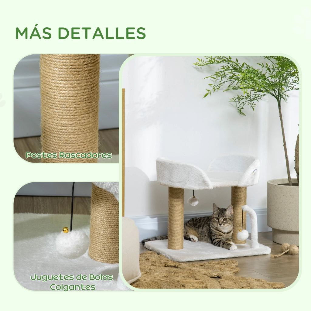 Tiragraffi per gatti con cuscino e palle ¨C zephmum ¨C 48x38x42 cm bianco
