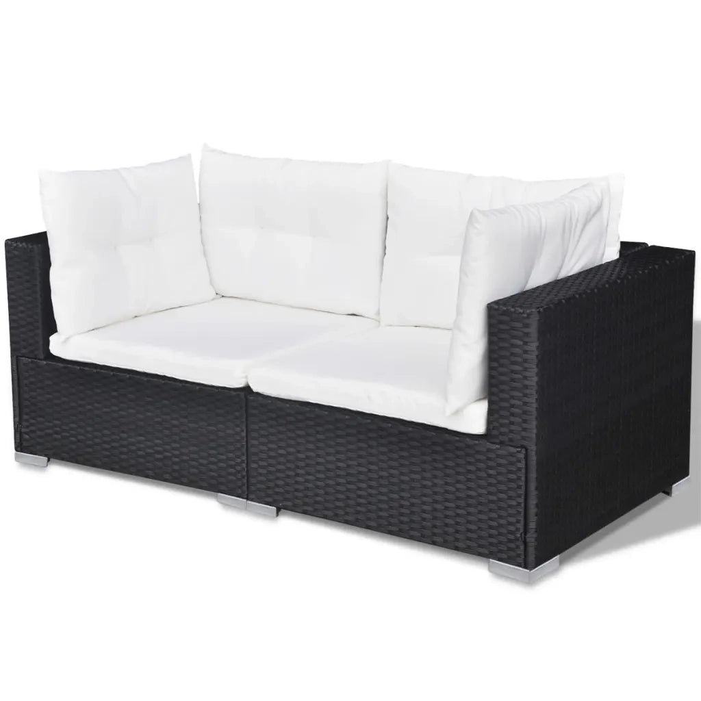 Set Divani da Giardino 10 pz con Cuscini in Polyrattan Nero cod mxl 34961