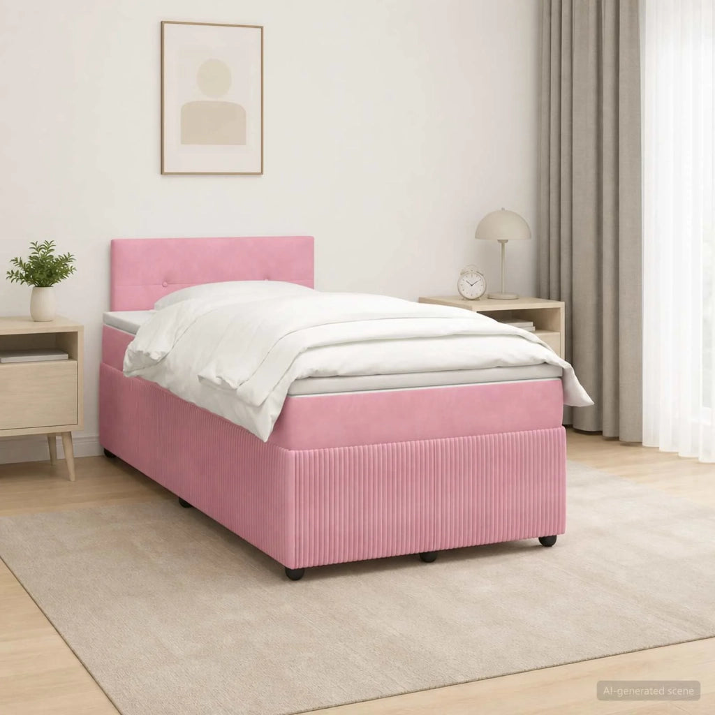 Letto box spring con materasso Rosa 120 x 200 cm Velluto 3451660