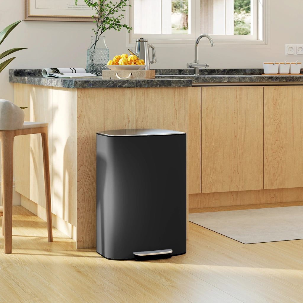 Pattumiera da Cucina 50L ¨C zephmum ¨C Nero 45.1x36.5x62.6cm