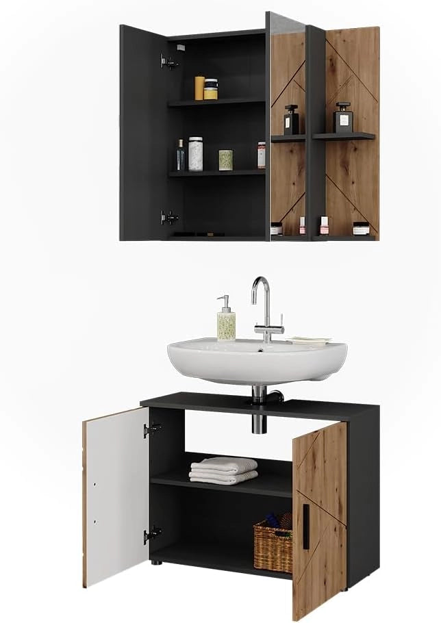 Mobile lavabo Irma, Antracite/Artisan, 2 parti
