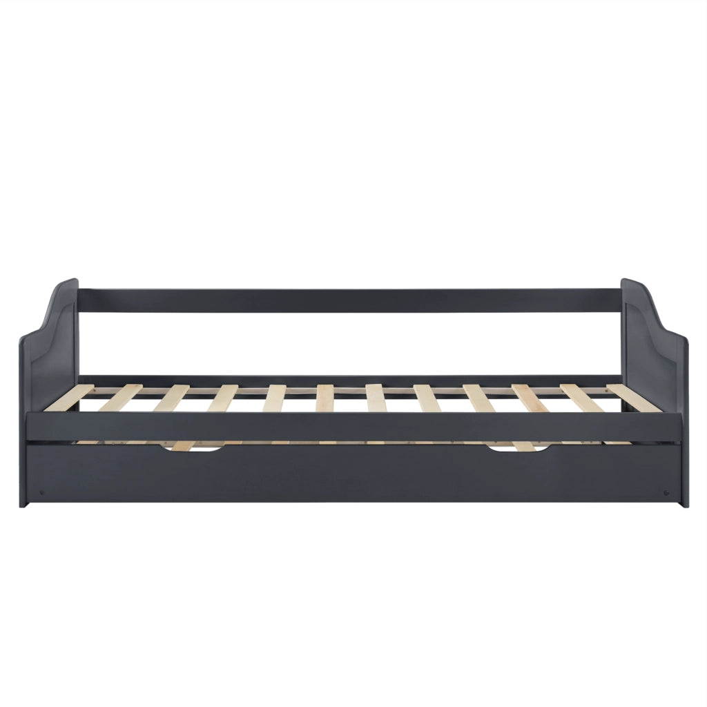 [en.casa] Divano con Secondo Letto Estraibile + 2 Materassi 90 x 200 cm 2 Posti Letto 2 Letti Singoli - Grigio Scuro