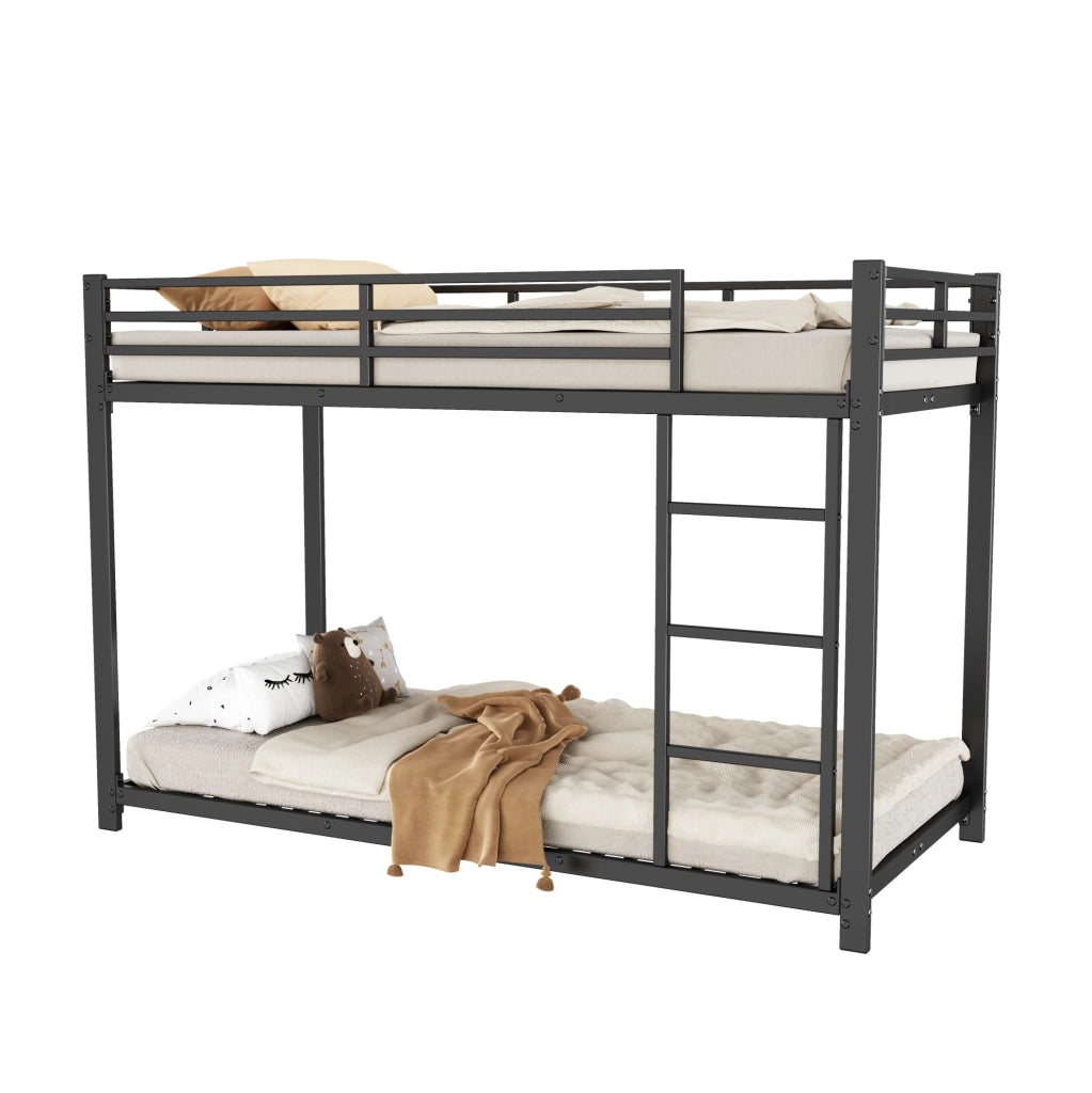 Letto a castello in metallo 90x200 cm con sponde di sicurezza; nero