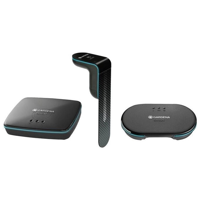 Gardena 19210-22 Kit Smart Irrigation Control Sensor Set per Controllo Irrigazione fino a 6 Zone con Sensore Umidita' e Temperatura del Suolo Compatibile con App GARDENA smart colore Nero