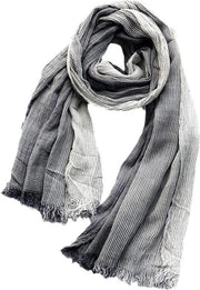 Omslagdoek estivo-autunnale - sciarpa di cotone con ciuffi - lunga sciarpa di cotone e lino a strisce - unisex (75 x 190 cm) - grigio scuro - 190*75cm