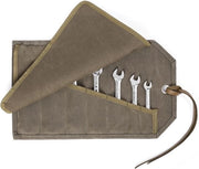 Organizzatore di strumenti in tela di canapa pesante 16 onze - Borsa portatile per chiavi inglese con 7 tasche - Metrico e SAE - Grigio