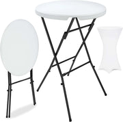® Tavolo Alto da Bar Ø 72cm con Copritavolo Pieghevole Altezza 110cm Interno Esterno Rotondo Giardino Feste Bistrot Metallo