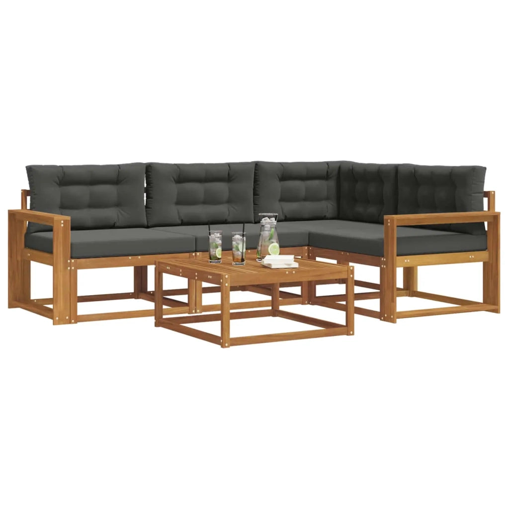 Set di divani da esterno con cuscino 5 pcs Naturale e Antracite 3367550