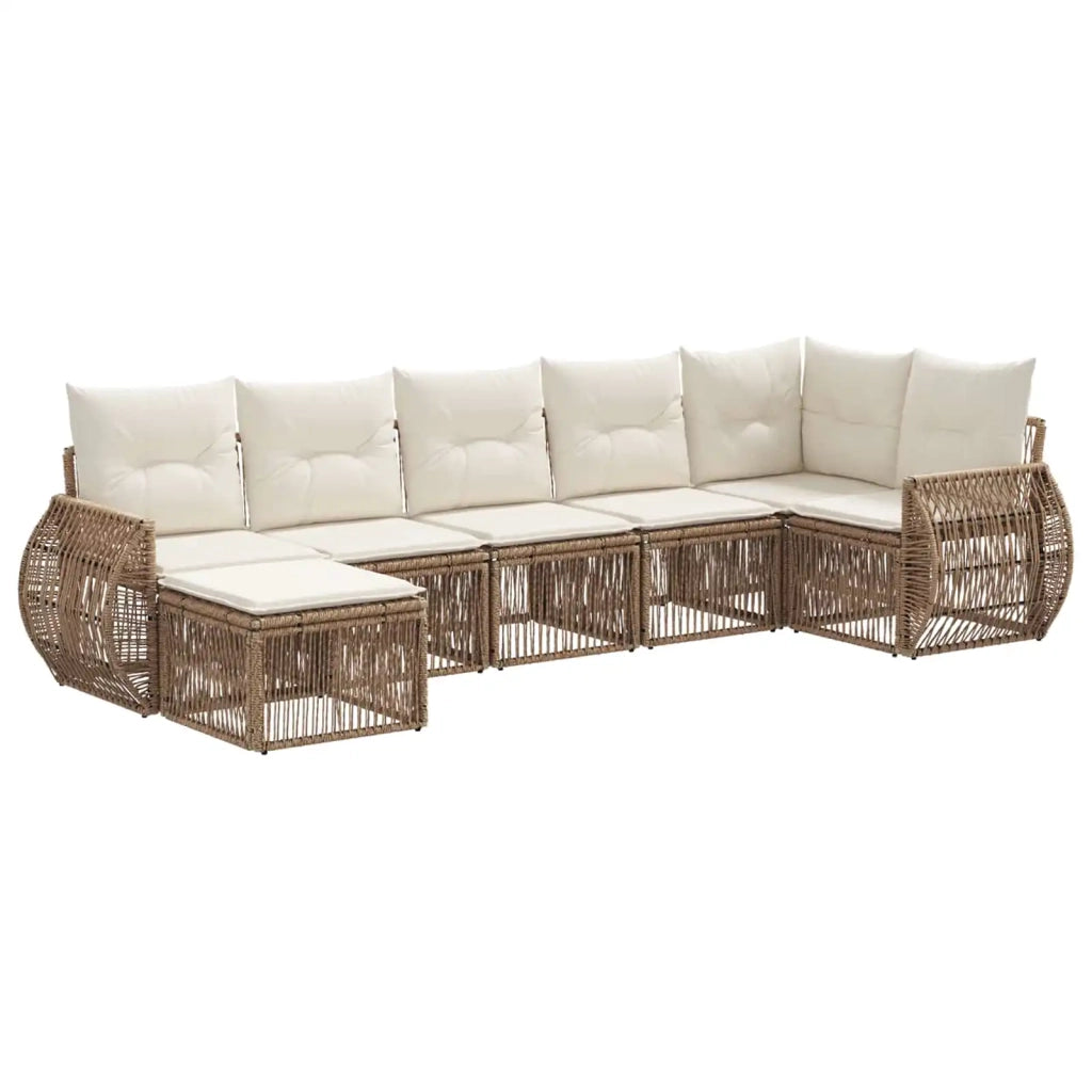 Set Divano da Giardino 7 pcs Beige e Bianco Crema polyrattan 3435492