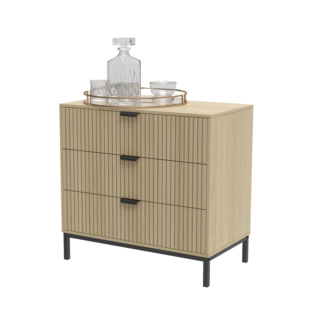 Vicco Cassettiera Rovere 72 x 69 cm con 3 cassetti