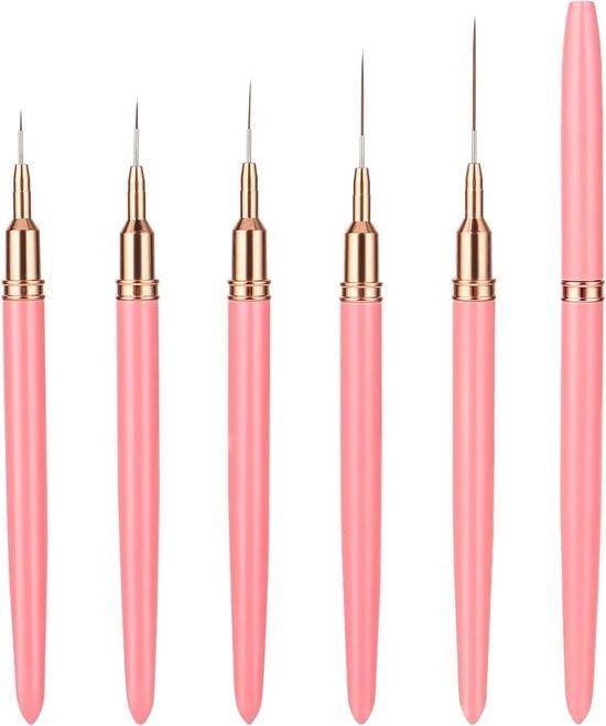 Set di pennelli per nail art - 5 pennelli liner sottili - set di pennelli per design dettagliato - strumenti per design di unghie - design di dettagli a lungo - 5/8/12/20/25 mm.