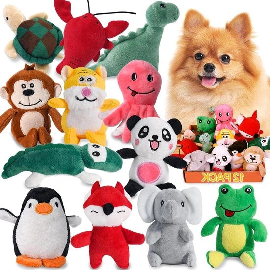Giocattoli per piccoli e medi cani - 12 set di giocattoli in peluche per cani con puppette separati