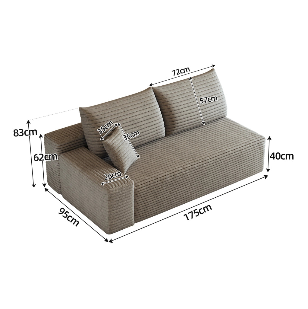 Divano modulare 2 posti con chaise longue sinistra, colore cammello