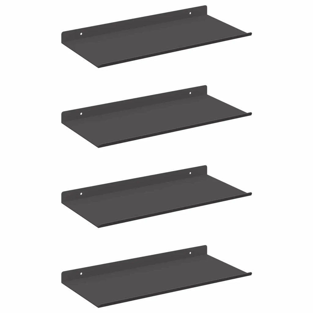 Mensola sospesa 4 pcs Nero 40 x 18 x 2,5 cm Acciaio