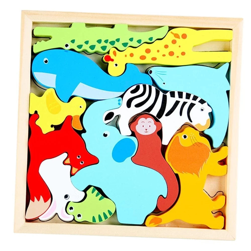 Trade Shop - Puzzle 3d A Incastro In Legno Forma Animali Per Bambini Gioco Da Tavolo Educativo 07935 -