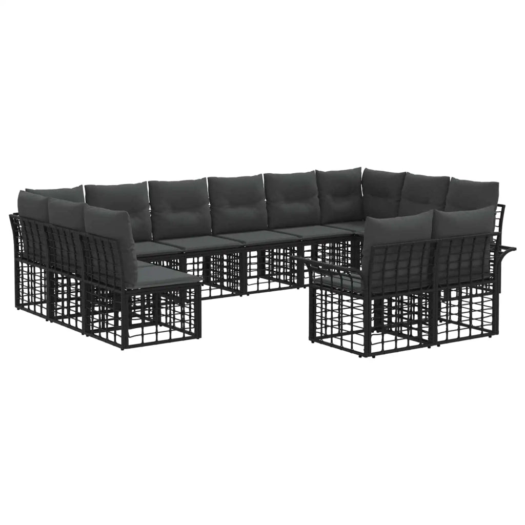 Set di divani da esterno 12 pcs Nero e Grigio scuro Poliestere 3437785