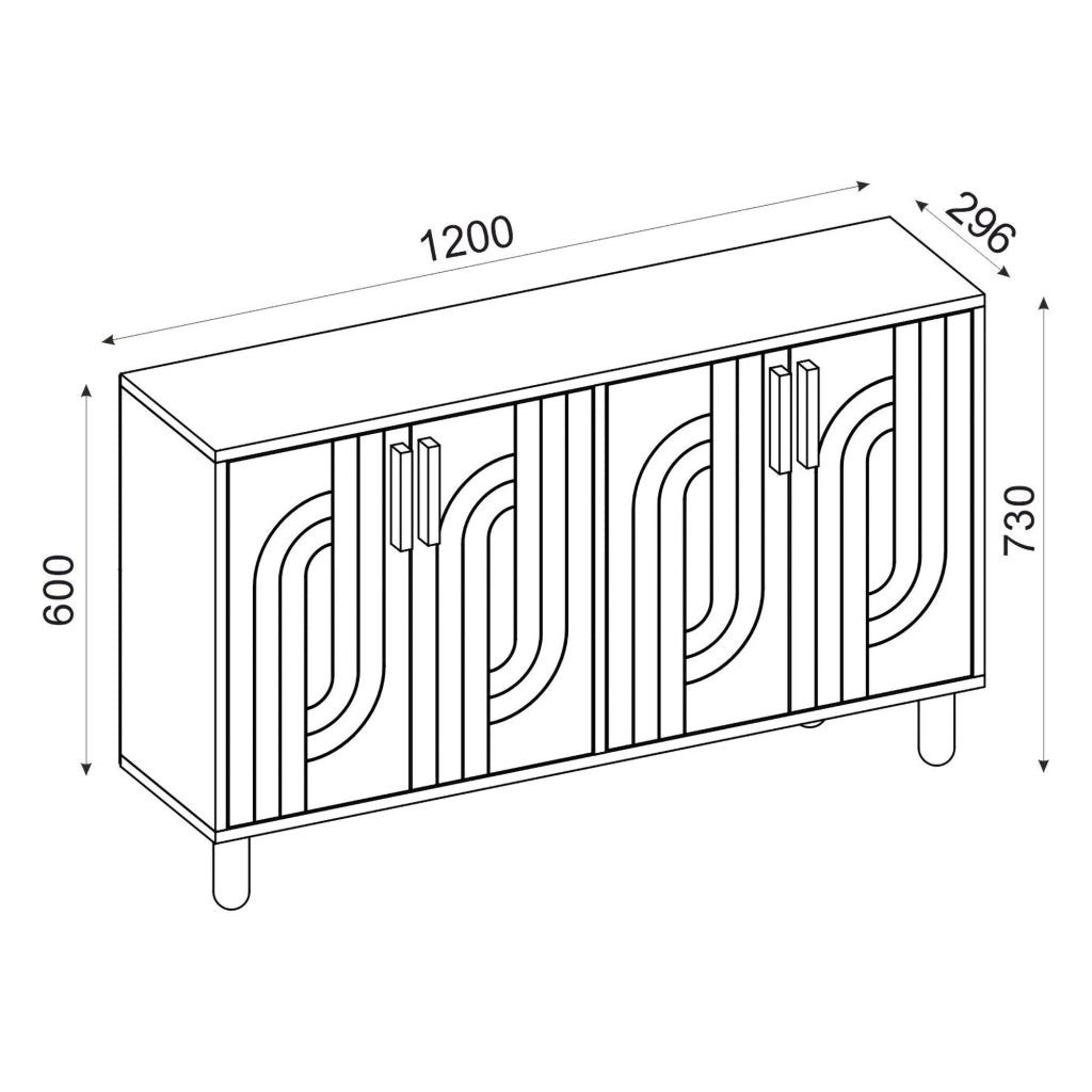 Madia Venerina, Credenza 2 Ripiani, 120x30x74h cm Marrone Noce