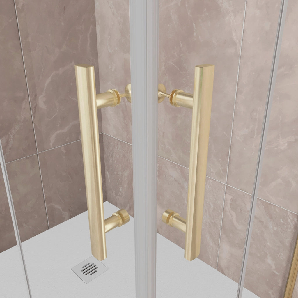 185 cm Box Doccia Angolare 90x120 cm Doppia Porta Battente Pieghevole Vetro Temperato Trasparente 6 mm Anticalcare Telaio Dorato Spazzolato