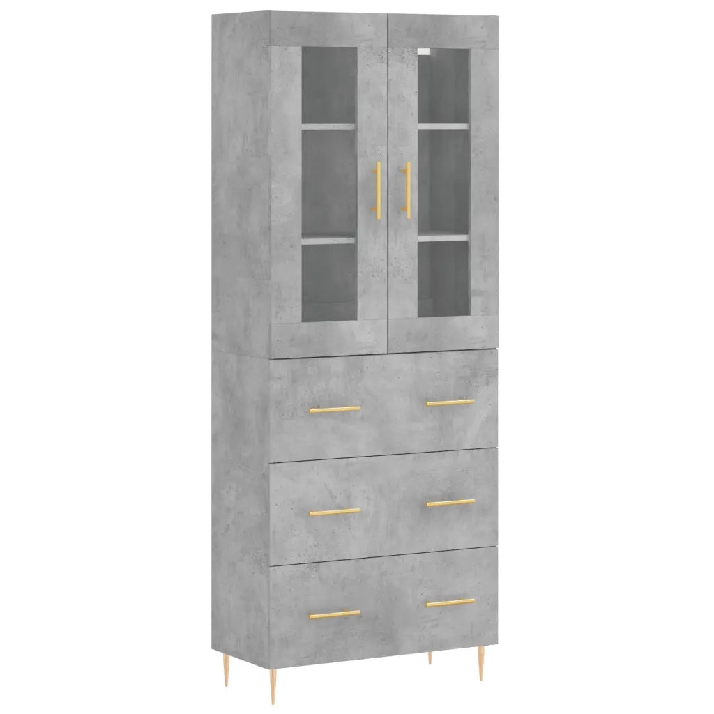 Credenza | Madia | Buffet da pranzo | Armadio da pranzo Grigio Cemento 69,5x34x180 cm in Legno Multistrato