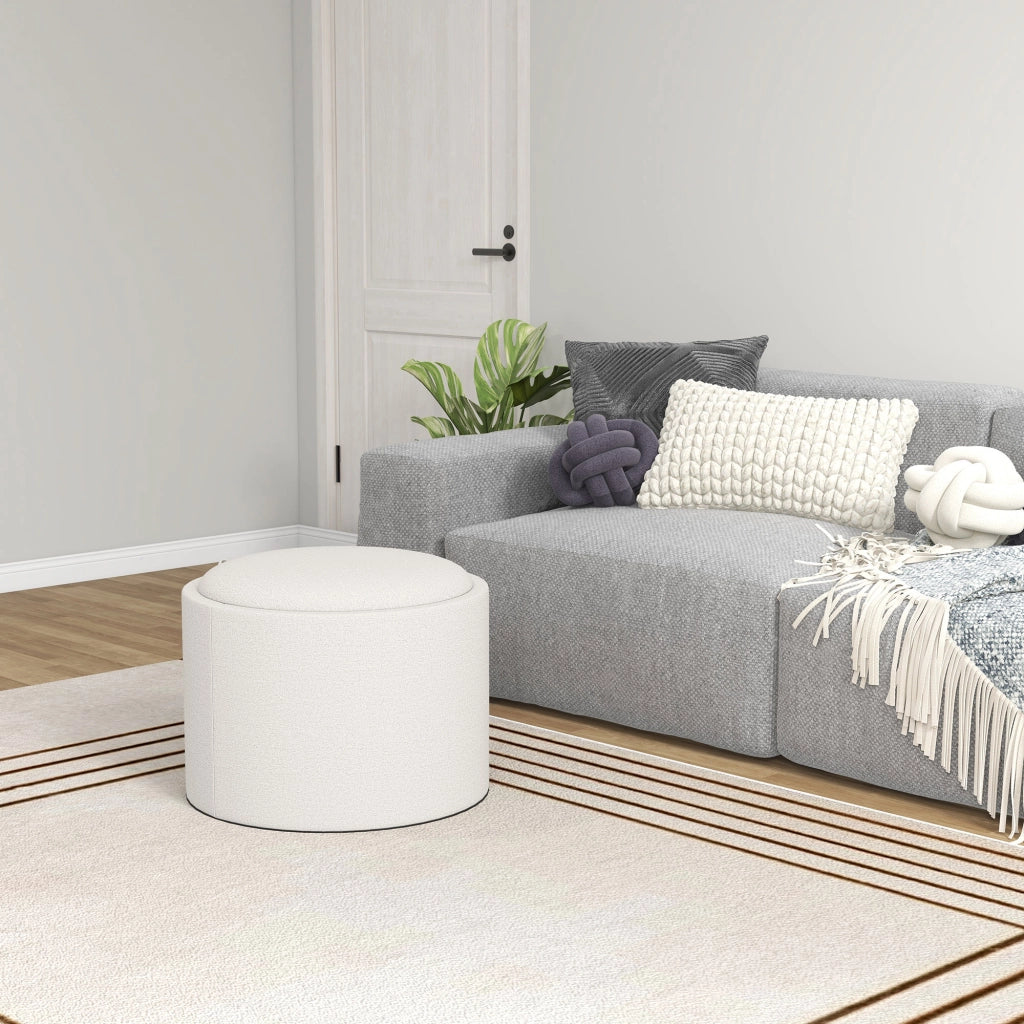 Poltrona pouf ¨C zephmum ¨C crema, tessuto lino, 56x56x42 cm