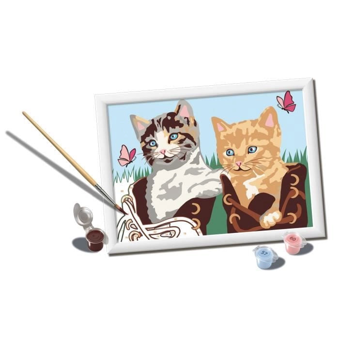 CreArt Kids 18x24cm, Dipingi con i numeri, Gattini e scarpe, Kit di pittura con i numeri, Età 7+, 25528, Ravensburger