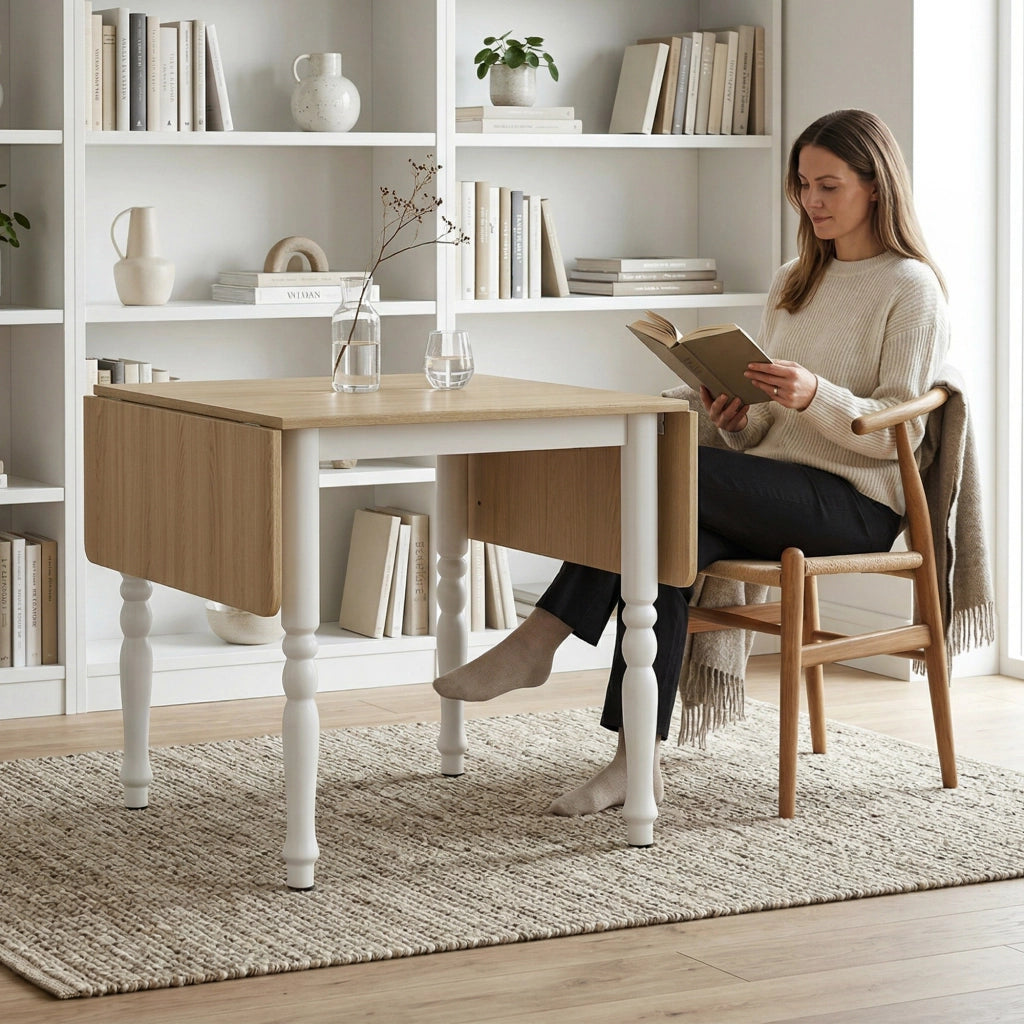 Tavolo Pieghevole 2-6 Persone 134x80x75 cm Ribalta Effetto Legno in MDF Color Legno