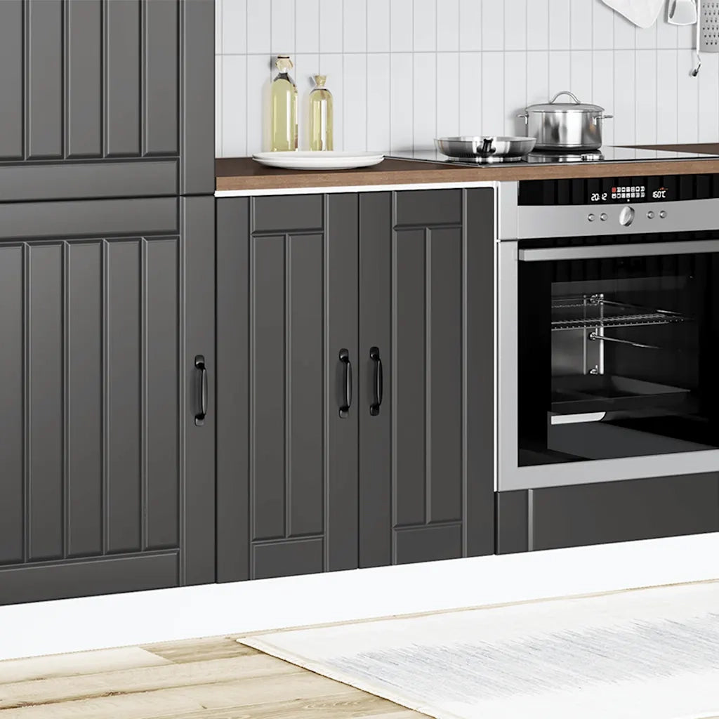 Pensile da cucina | Mobile Base Lavello Lucca Nero in Legno Multistrato