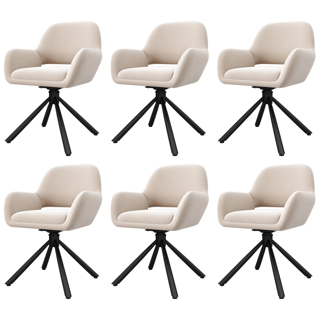 SEDIA Girevole in velluto beige con braccioli, set da 6 pezzi