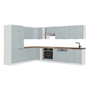 Cucina angolare completa Fame-Line Blu-grigio chiaro/Bianco 347 x 60 cm, PL Rovere Vicco