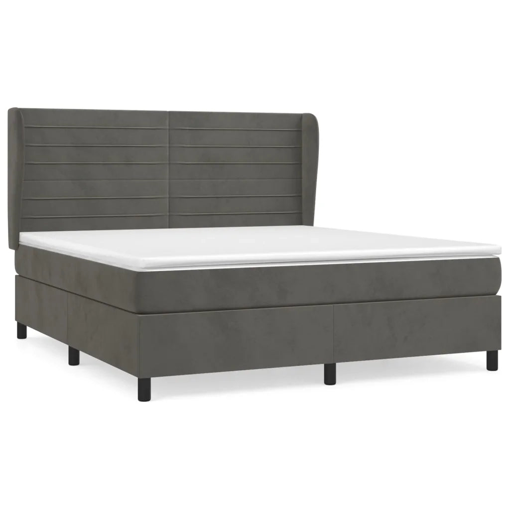 Giroletto a Molle con Materasso Grigio Scuro 160x200 cm Velluto 3129280