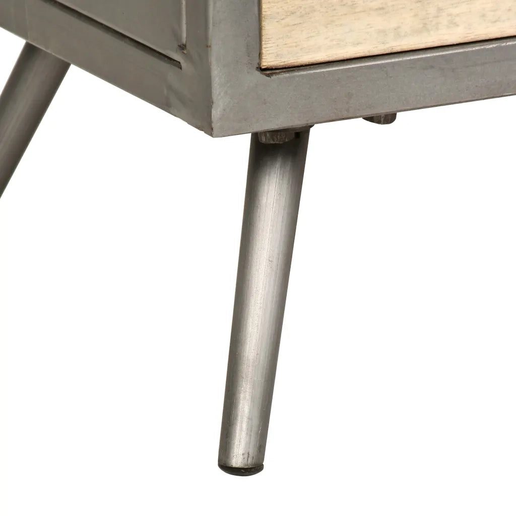 Mobile Porta TV in Mango Massello e Acciaio 120x30x45cm 246282
