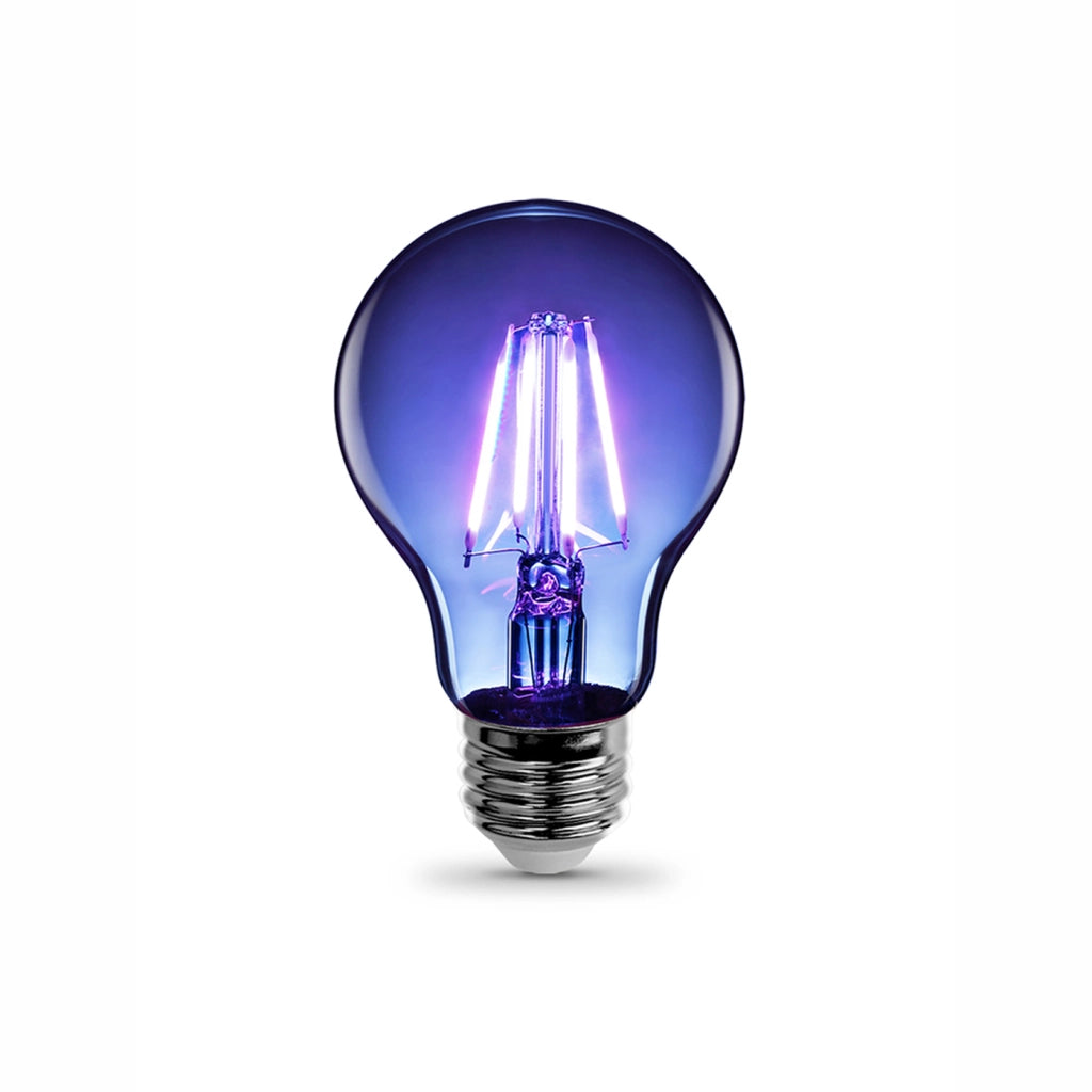 Alcapower Lampada LED a filamento classica 4W con emissione luce blu, attacco 230V, design decorativo a 360 gradi per atmosfere esclusive
