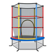 Tappeto elastico per bambini con rete di sicurezza, Tappeto elastico con struttura in acciaio resistente Colorato-Trampolini