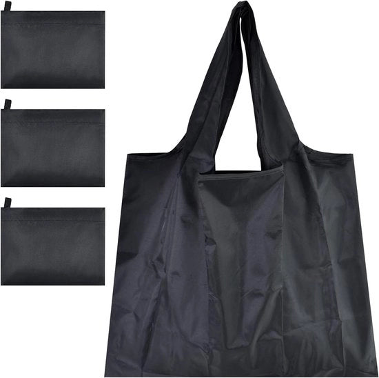 Borsa da Shopping Ristrutturabile 3 Pezzi 50x40cm Lavabile Ecowallet per Shopping Viaggio Spiaggia Nero