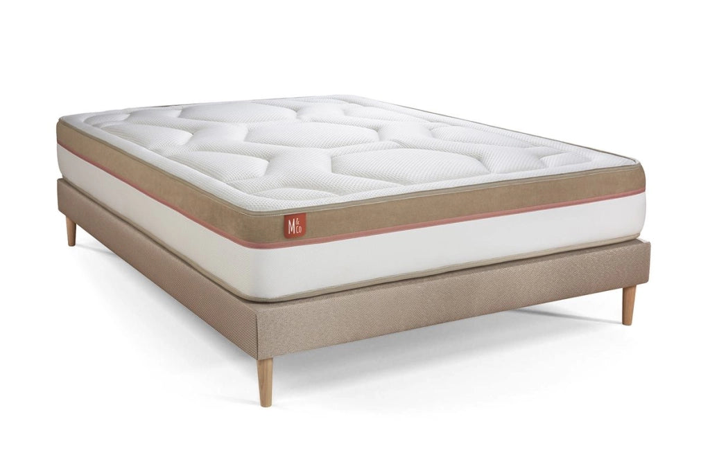 Pacchetto letto completo - Materasso 140x190cm + Box spring con doghe (kit) + 2 cuscini + Piumino - Le Cosy