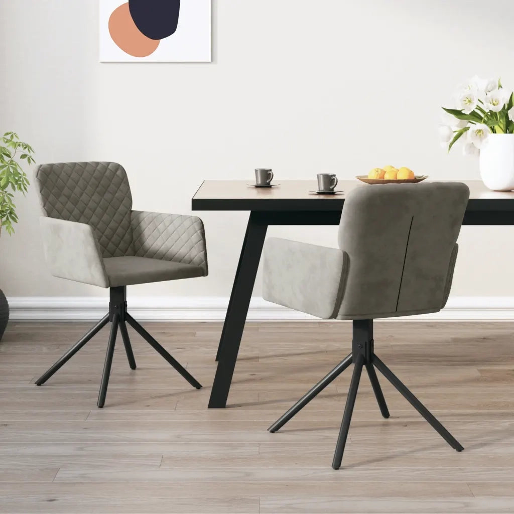 Sedie da Pranzo Girevoli 2 pz Grigio Chiaro in Velluto 344790