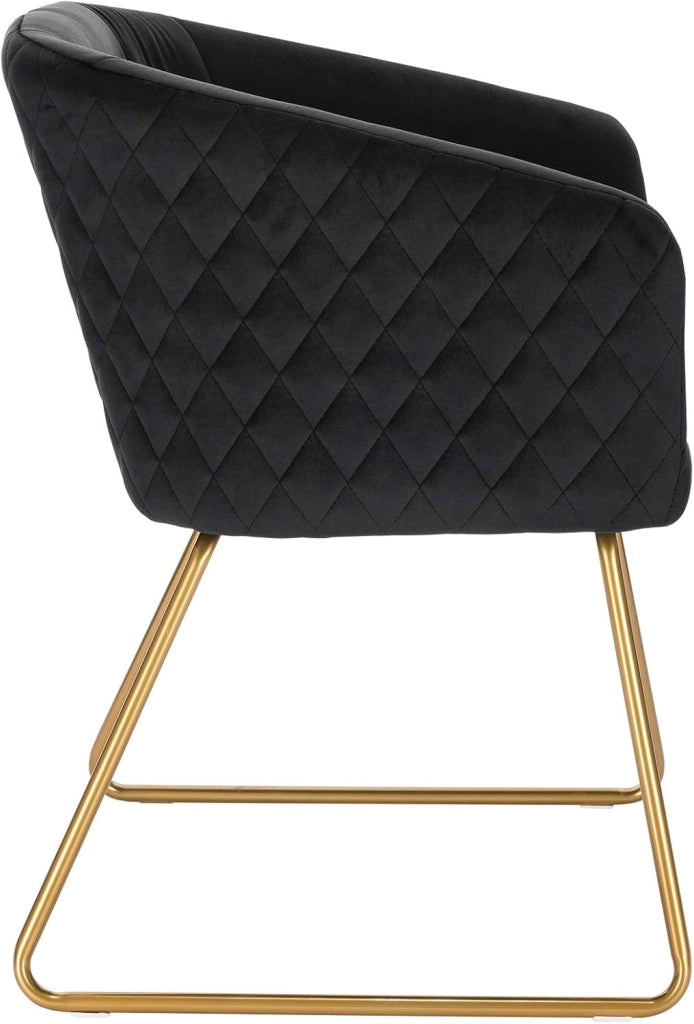 1x Sedie cucina moderne Poltroncina salotto Adatte per Sala da pranzo Soggiorno, Camera da Letto, Tessuto di velluto, Oro Metallo, Nero BH271sz-1