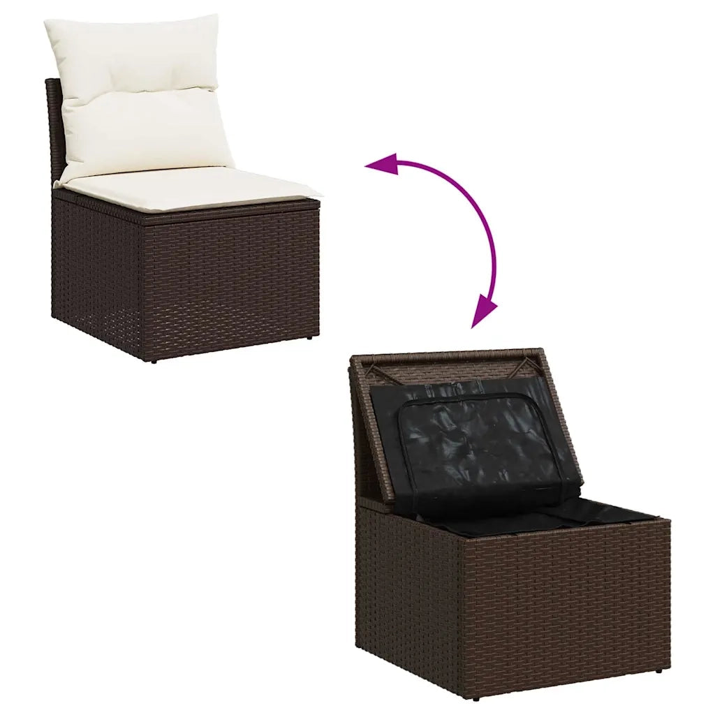 Sedia Giardino Senza Braccioli con Cuscini Polyrattan Marrone CFW6584731