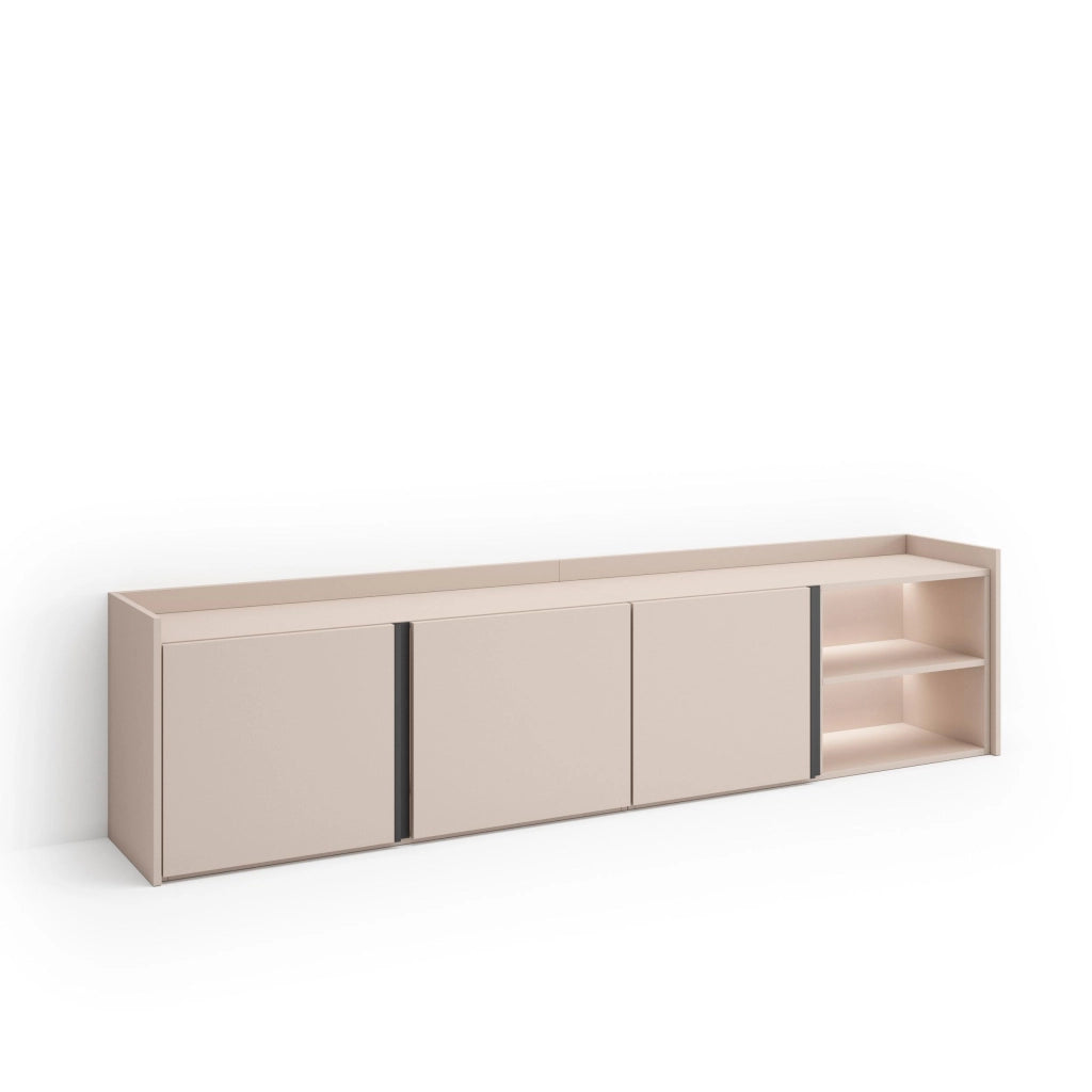 Mobile TV Soggiorno, 207x50x35 cm, Per TV fino a 80", LED, Beige