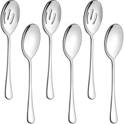 Set di 6 cucchiai da servire, 22 cm cucchiai in acciaio inossidabile, cucchiaio da servire a spuma - cucchiaio da servire a spuma avanzato, insieme da servizio buffet per feste, banchetti, cucina, grande buffet (argento)