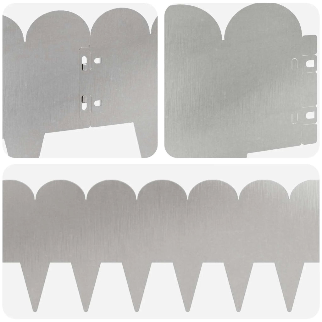 Bordura per Prato 30 pcs 103 x 20 cm Acciaio Argento 8008686