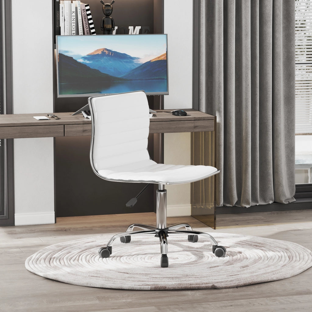 Sedia da Ufficio Girevole Regolabile in Altezza ¨C Xylo ¨C Metallo e Similpelle Bianco 48x52x78-90cm